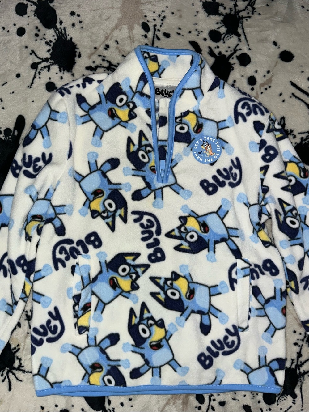Bluey Kids' Pullover Fleece Hoodie - Light Blue & White